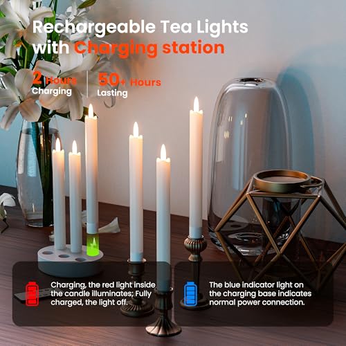 Velas cónicas recargables sin llama led titilantes con mando a distancia 3