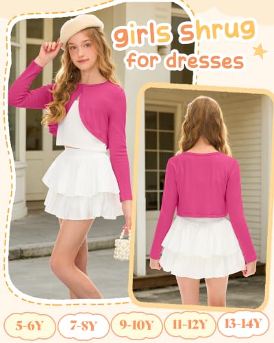 Image of Girls Uniform Cardigan | Cropped Bolero Shrug with Long Sleeves, Button Front Knit Sweater, Soft Preppy School Cardigan for Cute Daily Wear