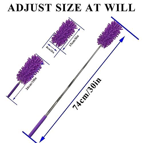 Image of Microfiber Dduster with Telescoping Handle, Removable and Cleanable Hand-held Dust Remover, Used to Clean Cars, Computers, Air Conditioners, Televisions and Other Products(2Pack /Purple)