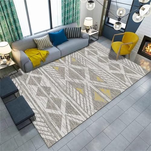 Tapis de chambre doux à motif géométrique résistant aux taches