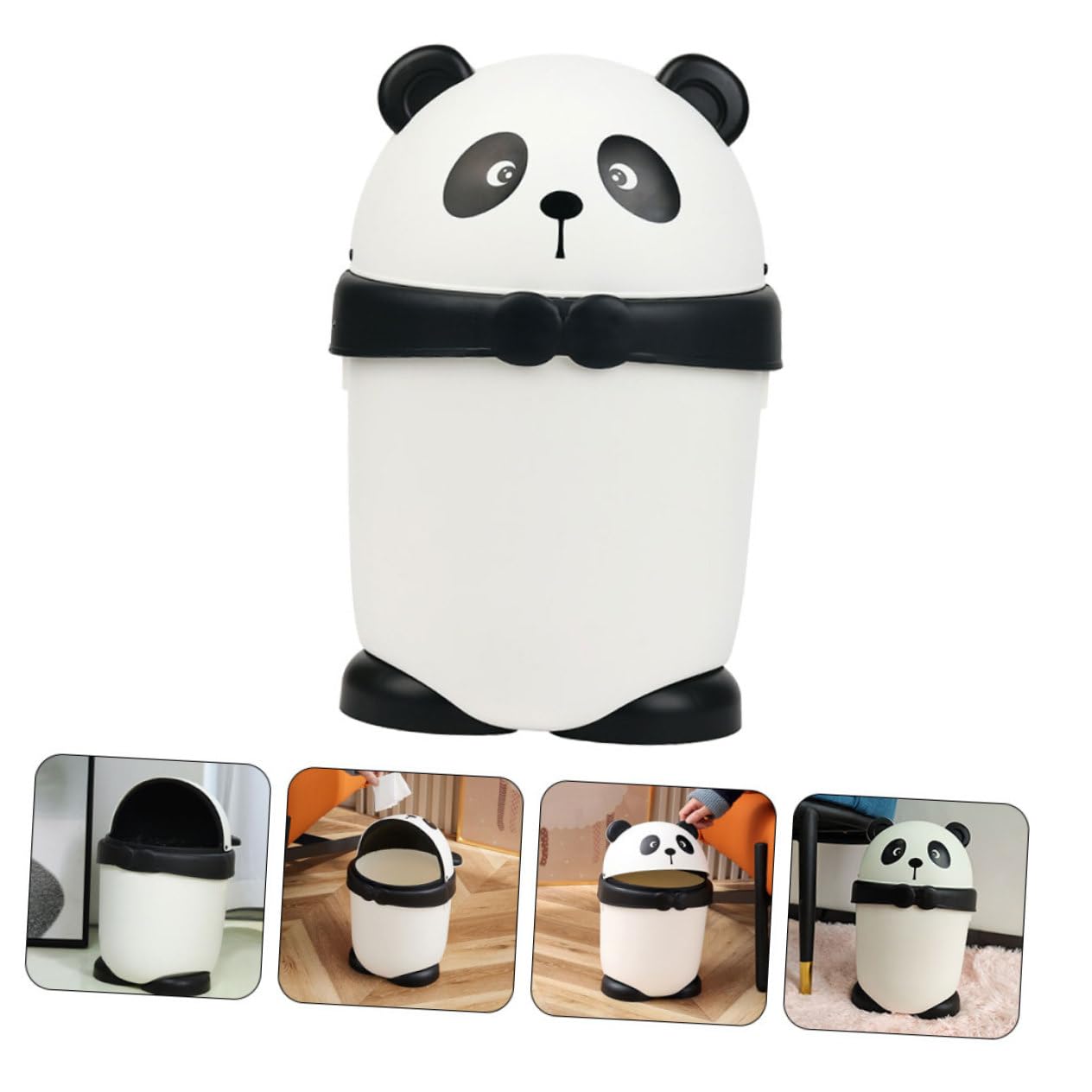 Cartoon Panda Trash Can Lid Cute Small Waste Bin for Boys and Girls .5 Gallon for Home Use and Nursery Fun Design for Children