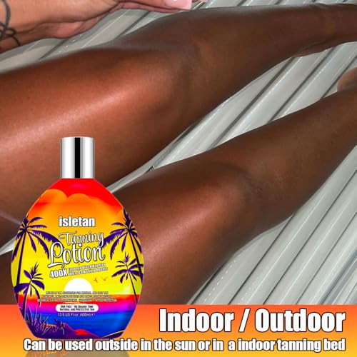 Image of isletan Bronzing Tanning Lotion For Indoor Tanning Beds With Bronzer And Accelerator & DHA Free Formula, Indoor Tanning Bed Lotion For Outdoor Sun, Sunbed Lotion Accelerator For Tattoos, 13.5OZ