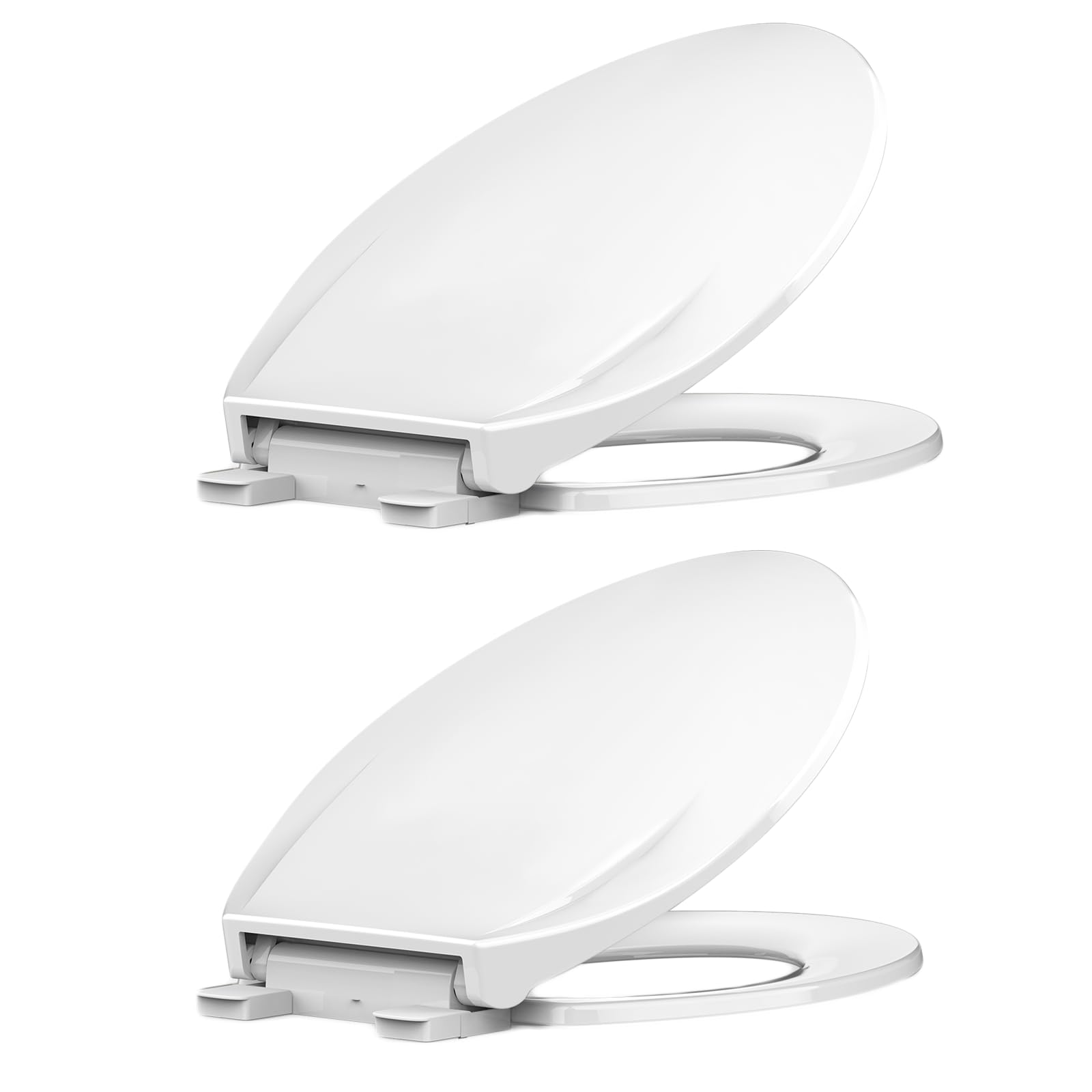 Toilet Seat Elongated,Toilet Seat with Quick-Release And Quick-Attach, Plastic Toilet Seat with Soft Close,Easy Install and Clean - White（2 Piece）