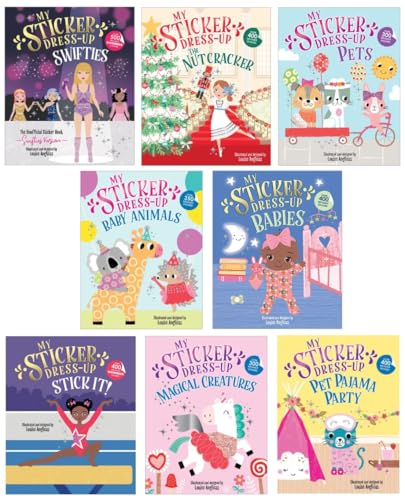 My Sticker Dress-Up Series 8-Book Collection Set II -Creative Reusable Sticker Books for Kids - Swifties, The Nutcracker, Pets, Baby Animals, Babies, Stick It!, Magical Creatures, Pet Pajama Party image 2