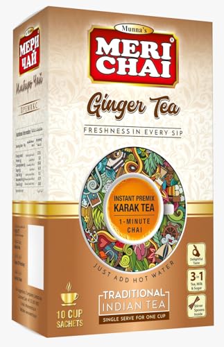 Image of Meri Chai Ginger Instant Premix Tea Box | Traditional Indian Spiced Tea Premix | Fast & Delicious | Premium Indian Spiced Tea Blend (140 Gm)