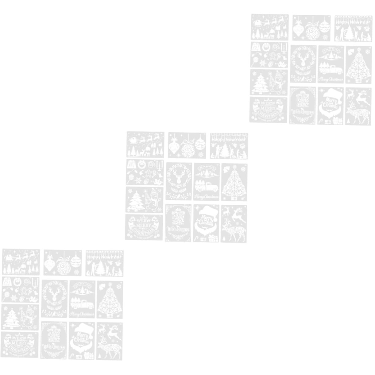 NUOBESTY 3 Set di Perline Artigianali Ornamenti per Feste di Natale Modelli Natalizi per Stencil di Pittura Lisci da Parete Stencil di Perline Finte 12 Pezzi * 3