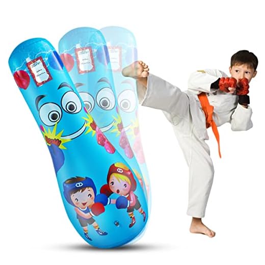Inflatable Punching Bag for Kids,Free Standing Boxing Bag for Immediate Bounce Back Heavy Punching Bag for Practicing Karate, Taekwondo,De-Stress Boxing Bag for Boy/Girl. (Child 125CM, Blue)