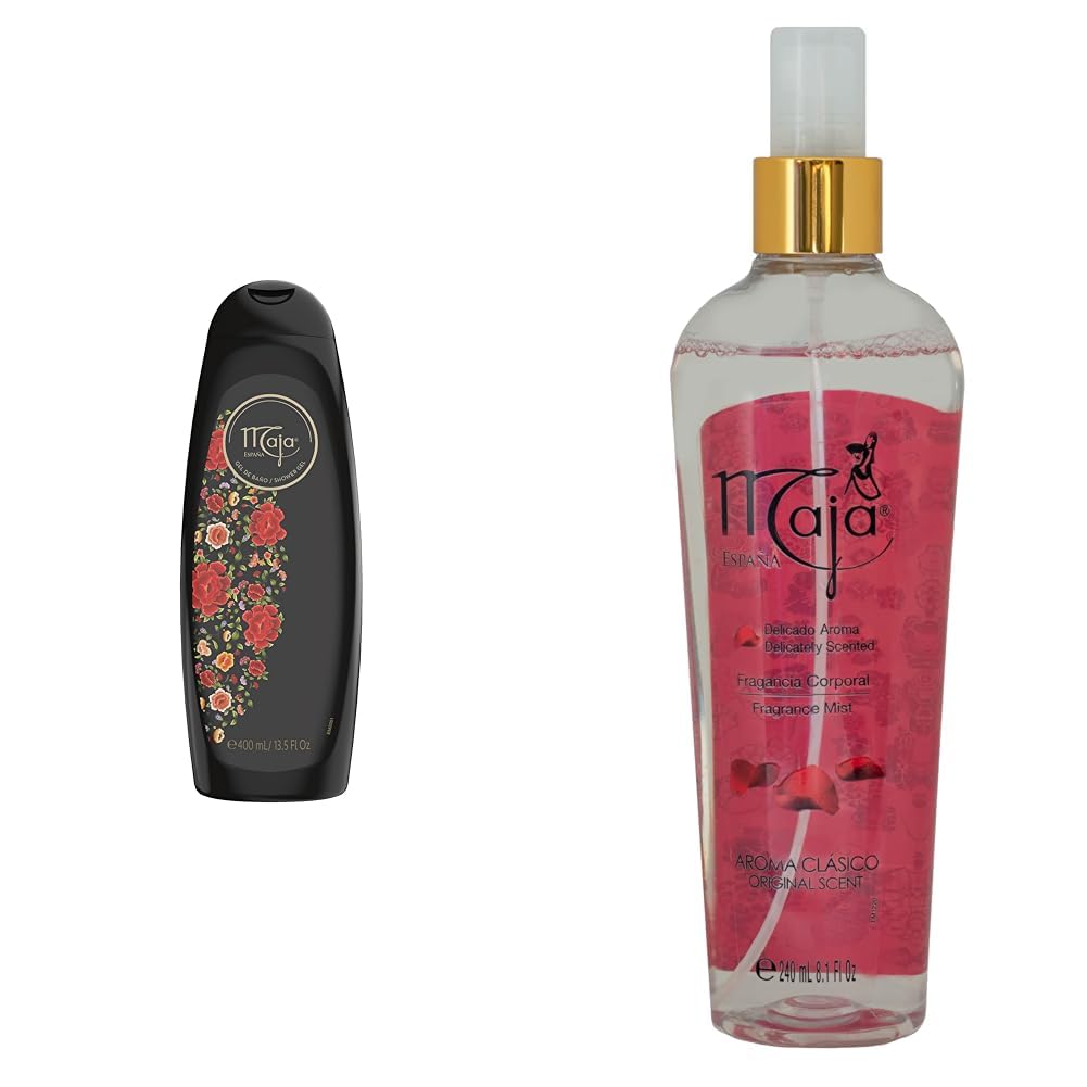 Maja Bath and Shower Gel that Protects and Softens Skin with Essential Flower Extract Body Mist to Refresh and Hydrate, 13.5 and 8.1 Oz