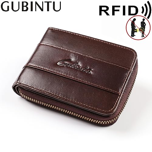 Wallet for Men-Genuine Leather RFID Blocking Bifold Stylish Zip Wallet With 1 ID Window 5010# (Dark coffee)4