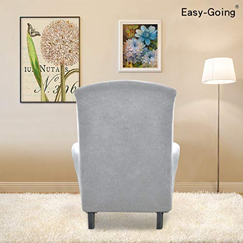 Image of Easy-Going Stretch Wingback Chair Sofa Slipcover Silver Gray