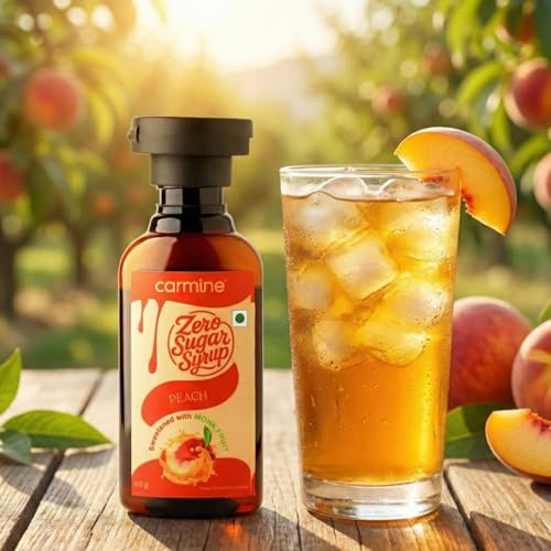Image of Carmine Zero Sugar Syrups - Combo of 5 Syrups (Peach, Passion Fruit, Orange, Pineapple and Mango), 60 g each