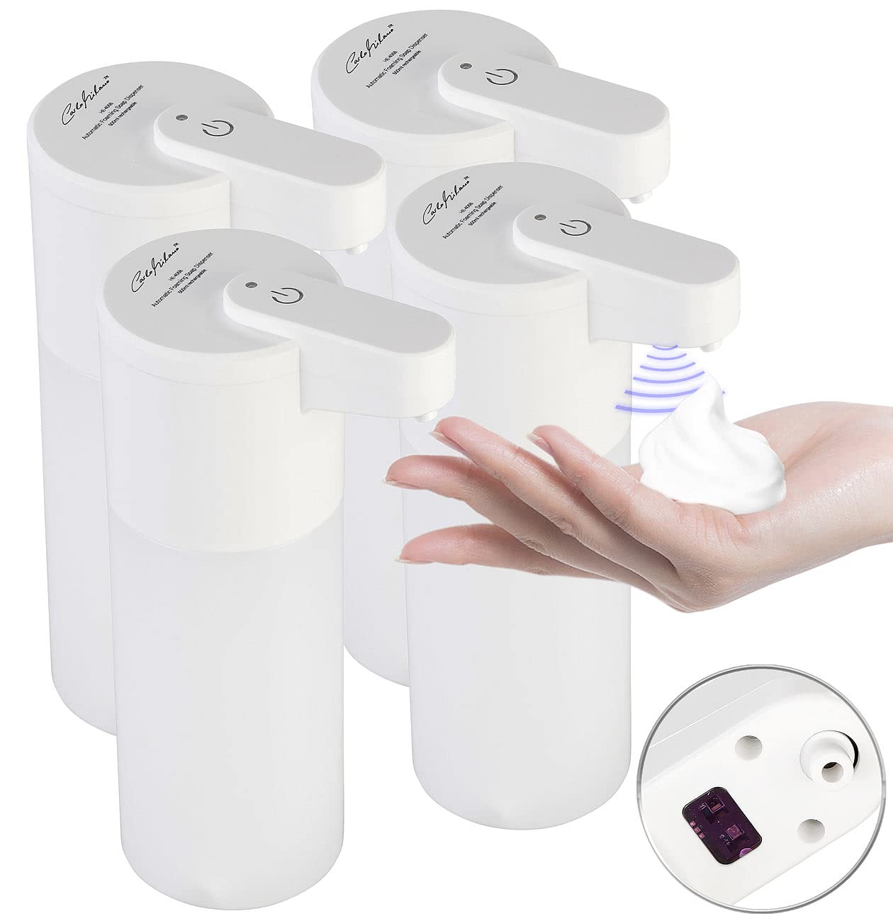 4 distributeurs de savon-mousse sans fil 500 ml avec capteur infrarouge [Carlo Milano]