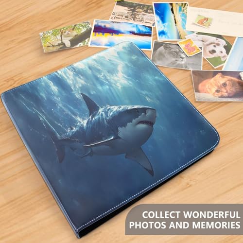 Álbum de Fotos Scrapbook Adhesivo DIY con Patrón de Tiburón, 3 Anillas, 40 Páginas, 8x10 para Recuerdos miniatura 5