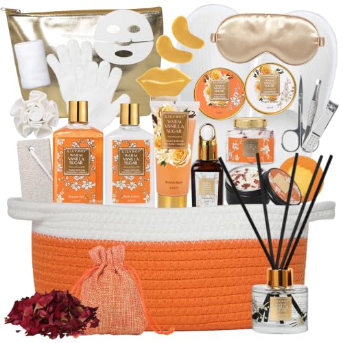 26Pcs Vanilla Bath Spa Gifts for Mom, Premium Spa Gift Baskets for Women