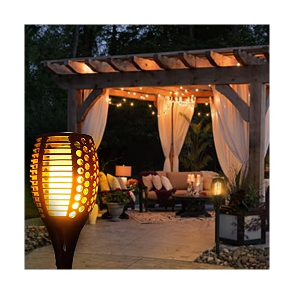 HOMEPROTEK 96 LEDs Solar Fackeln Flammenlicht für Gartenbeleuchtung, 2er Set 78cm Länge Solarlampen für Außen Garten… – Bild 6