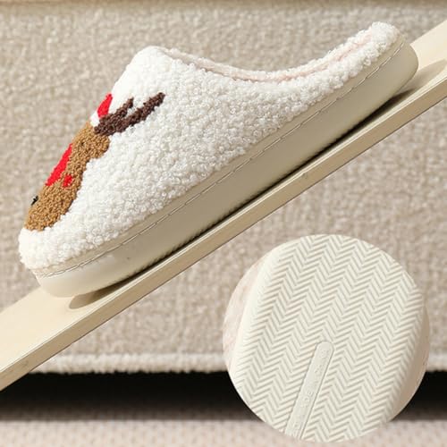 Christmas Slippers Reindeer for Womens Mens Soft Plush Comfy Warm Fuzzy Slippers Red Moose Santa Claus Indoor Outdoor Slip On House Slippers Christmas Gifts3