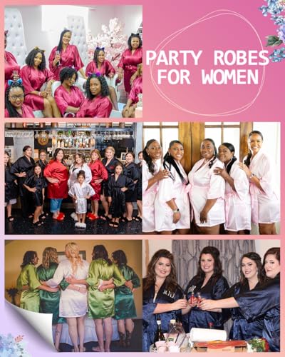 goodmansam 12 Pcs Silky Satin Kimono Robes Bride Bridesmaid Bathrobe for Women Short Sleepwear for Wedding Birthday Party3