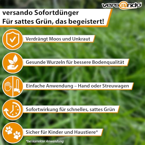 Foto von versando 10kg Rasendünger Herbst bis 500m²: verdrängt Moos und Unkraut für gesunden sattgrünen Rasen Herbstdünger mit Sofortwirkung - Premium Qualität
