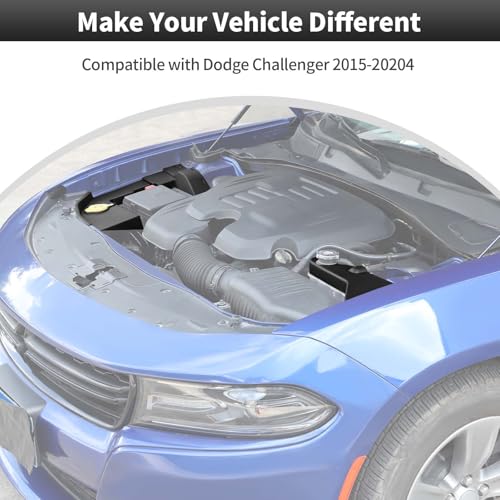 Image of CheroCar 3PCS Hood Engine Bay Cover Trim Kit for 2015-2026 Dodge Challenger,Interior Engine Bay Dress Up Kit,Coolant Windshield Washer Fluid Cover & Wire Dust Cover(Black)