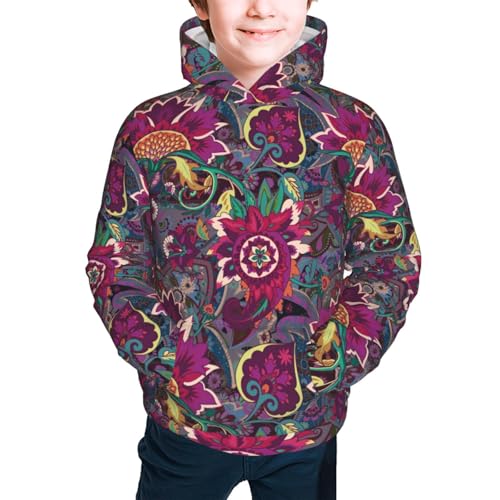 Vintage Oriental Paisley Kids Pullover Hoodies Boys Sweatshirts Girls Athletic Clothes with Pocket2