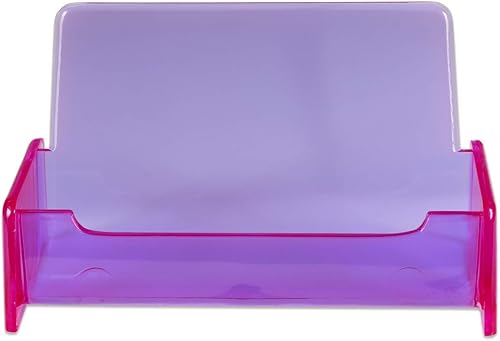 Miniatura 3 de Beauticom® Soporte de plástico transparente para tarjetas de visita para encimera de escritorio (púrpura transparente, 3 piezas)