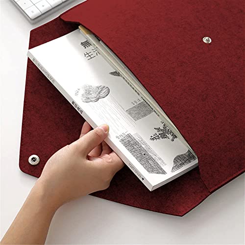Image of GREENSHEEP Felt Document Folders - Portable File Holder Document Organizer with Button Closure for Office, School, Stationery, Pack of 2 (Red and Dark Grey)