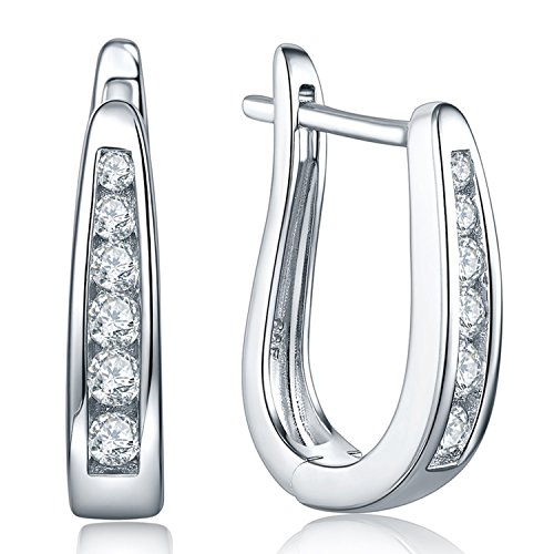 JO WISDOM pendientes aro de plata 925 mujer con circonita cúbica AAA