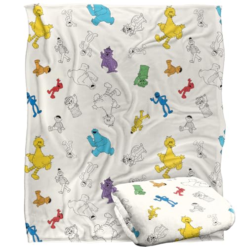 Sesame Street Full Character Pattern Silky Touch Super Soft Throw Blanket 152 X 127 cm