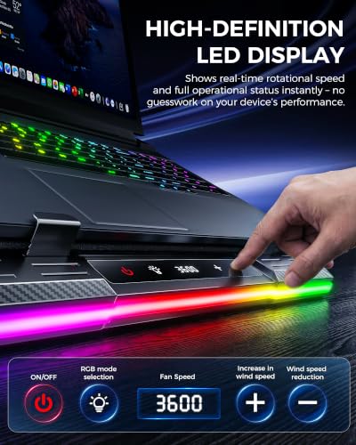 Image of ChillCore 2 Detachable Fans RGB Gaming Laptop Cooling Pad, Rapid Cooling for 15.6-19.3 inch Laptops, Variable Speed Control, 8 Adjustable Heights - K6 with Memory Foam