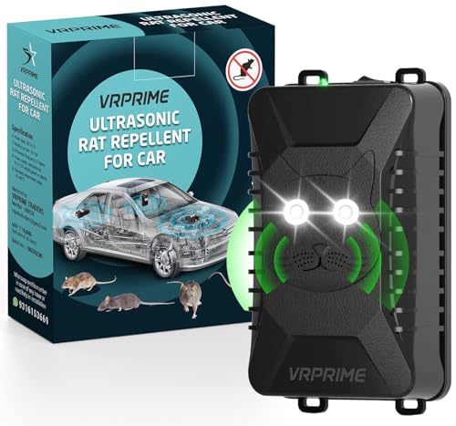 Image of VRPRIME Ultrasonic Rat Repellent for Car | Rodent Repellent to Protect Wires in Car, Bike & Truck Engine | Easy to Use & LED Flashlights (Batteries not Included) (Pack of 1)