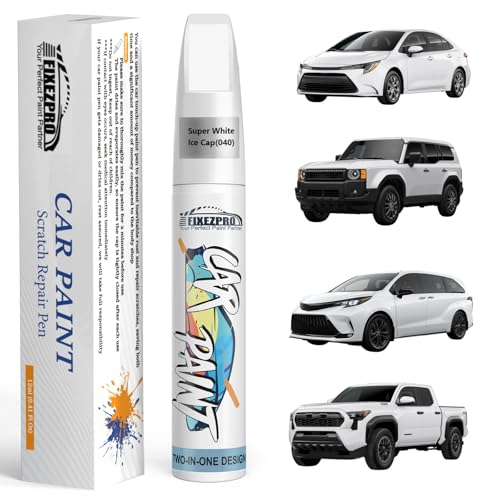 Image of 040 Super White /Ice Cap Car Touch Up Paint for Toyota, Color Match Auto Paint Repair Pen,Professional Car Scratch Repair Remover Pen Quick Drying, Easy to Use