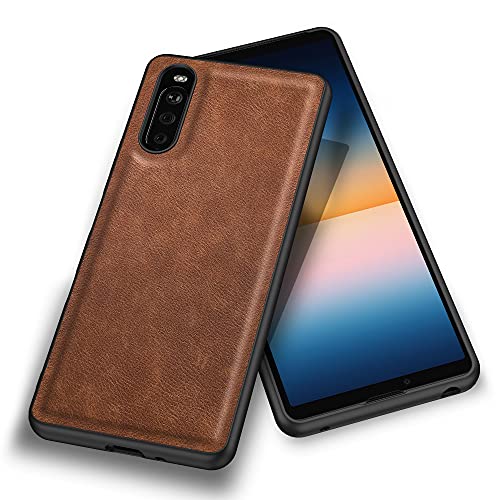Kqimi Coque pour Sony Xperia 10 III Premium Cuir Souple Housse de Protection Coque pour Sony Xperia 10 III (6,0") 2021 (Marron foncé) Cover