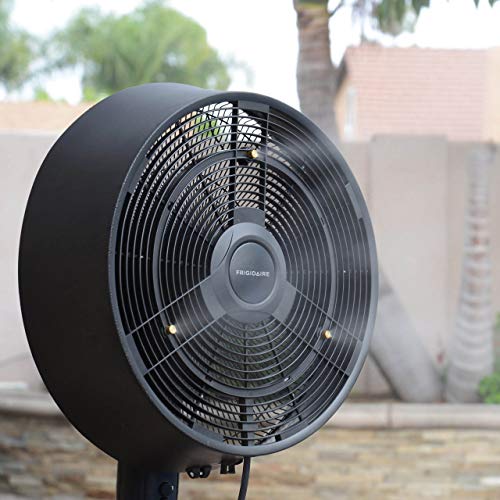 Newair Outdoor Misting Fan and Pedestal Fan in Black, Cools 500 sq. ft. with 3 Fan Speeds and Wide-Angle Oscillation