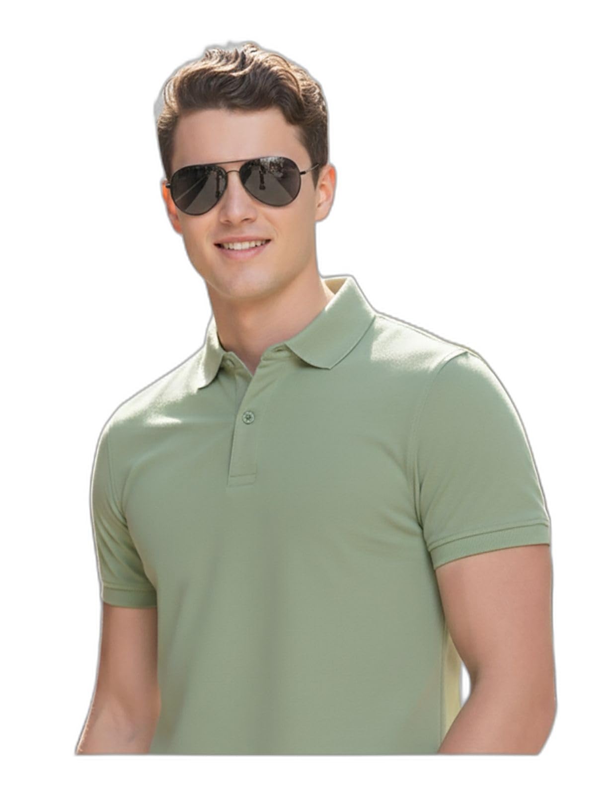 Merriment Solid Men Polo Neck Light Green T-Shirt (AMNSOH1002-Pista_M)_PT-image-35