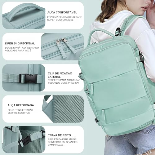 Mochila Executiva Reforçada para Viagens, Mala de Mão Impermeável para Notebook, Mochila para Academ