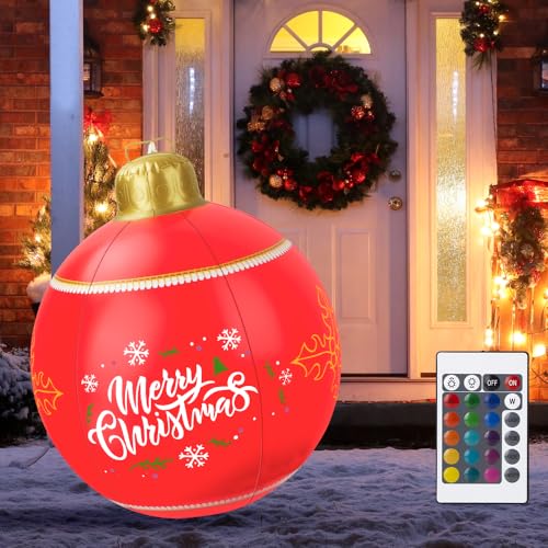 Afenau Aufblasbare Weihnachtskugel Led, Große Weihnachtskugeln 60cm...