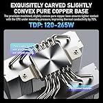 CPU Cooler, Dual-Tower, 6×6mm Heat Pipes CPU Cooling, Dual 120mm ARGB PWM Fans, 2000RPM Speed, for AMD AM4/AM5/; Intel LGA 115X/1200/1700/1851, PC Cooler, 265W TDP - Image 2