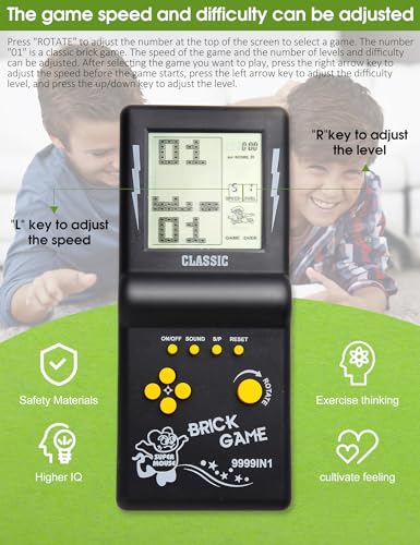 HLF 3.5-inch Large Screen Retro Brick Game Console for The 80s/90s Build in Block Game Racing/Tank Built-in 23 Classic Games Nostalgic Puzzle Children's Console (Black) - Image 5