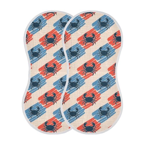 2 Pack Muslin Burp Cloths Crab Beige Cotton Baby Burp Cloths Ultra Absorbent Soft Thick Burping Cloth for Newborn Babies, Large 22