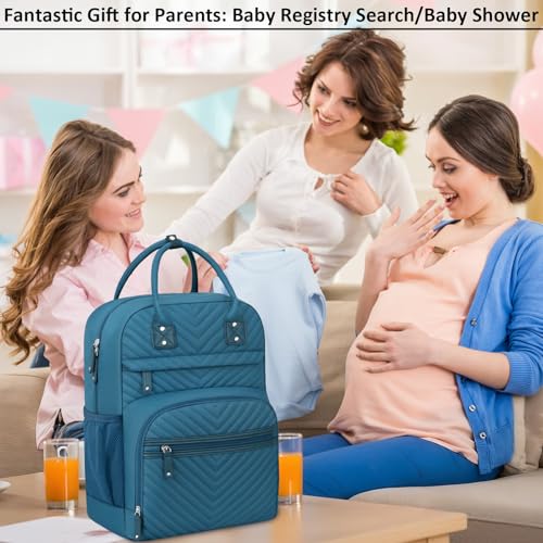 Image of Tenot Baby Diaper Bag Backpack Tote for Women Large Capacity with Insulated Pockets Multifunctional Waterproof Diaper Bags For Baby Girl Boy Mama Maternity Travel Bag Peacock Blue