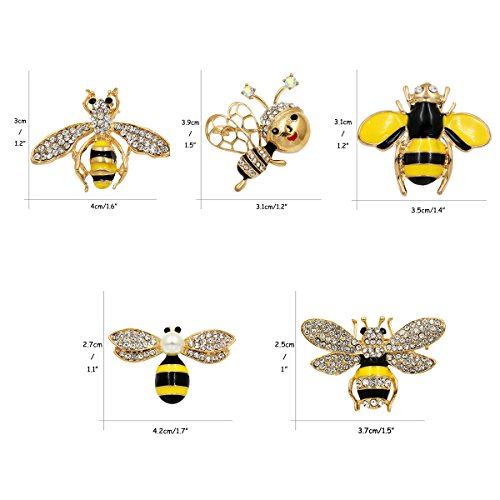 Apol Set of 5 Fashion Enamel Crystal Rhinestones Bee Themed Brooch Pin for Clothes Dress Scarf Decoration4