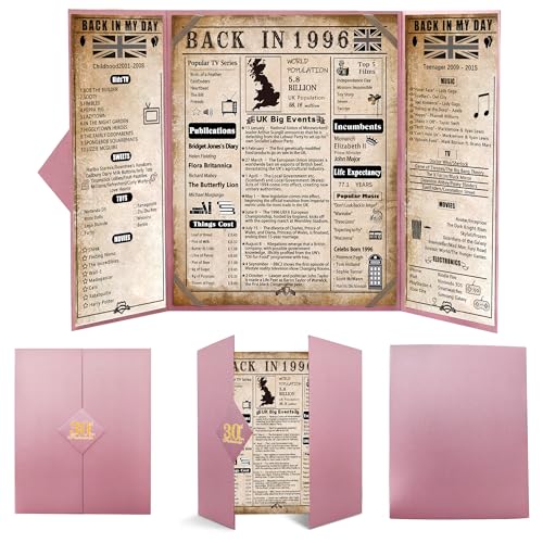 back in 1996 30th Birthday Gifts for Women Pink Tri-Fold Card Poster