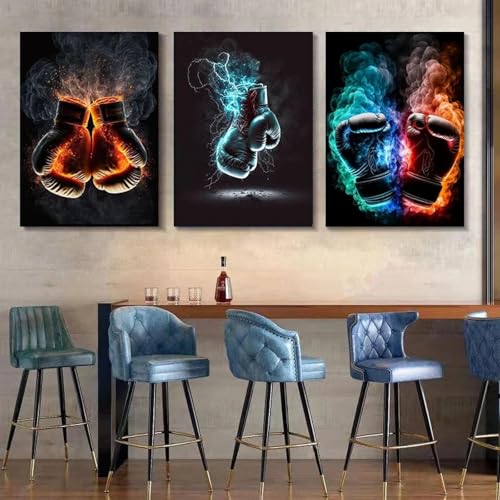Peinture sur toile de gants de boxe vintage 70x100 cm pour déco de chambre