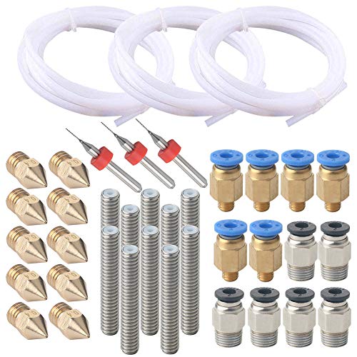FULARR® 3m PTFEテフロンチューブ 6個 PC4-M6フィッティング 6個 PC4-M10フィッティング 10個0.4 mm真鍮押出機ノズル 10個1.75MMチューブ 3個クリーニングニードル