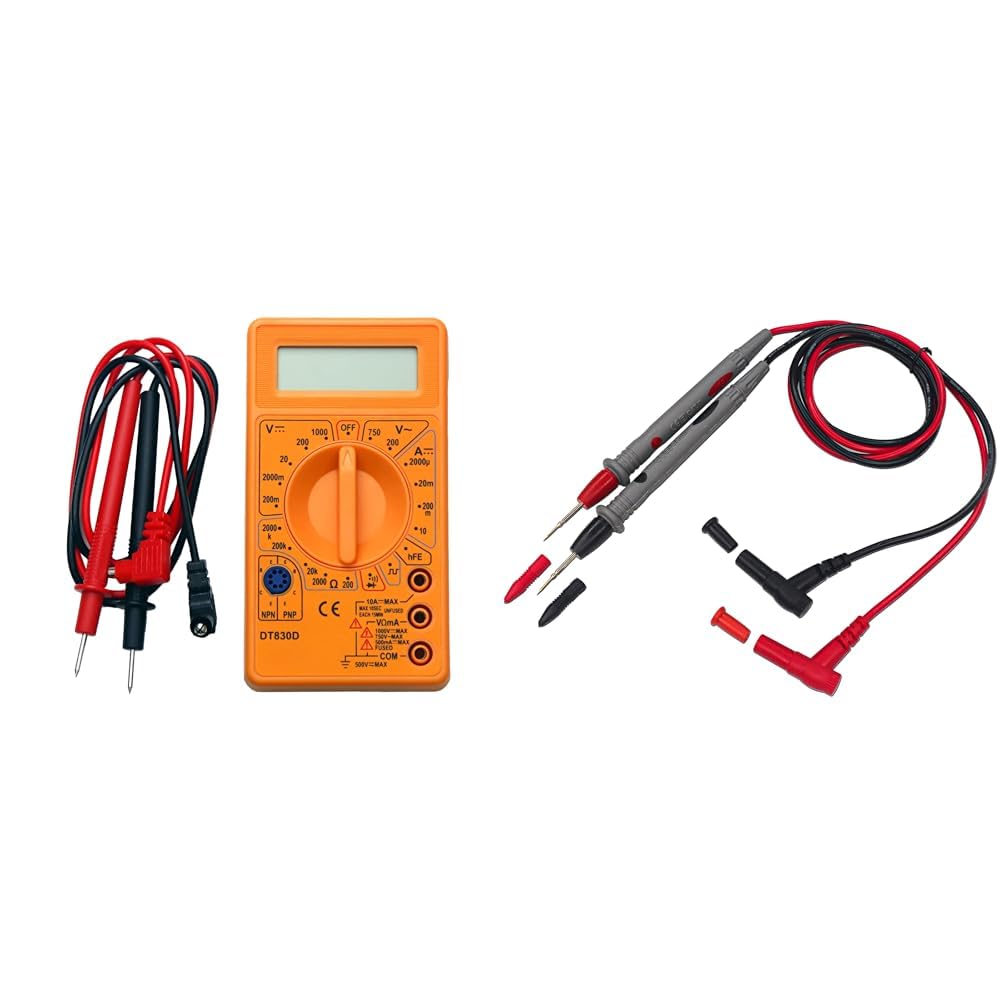 Electronic Spices Small Digital Multimeter, Multipurpose Electric meter Yellow/Red