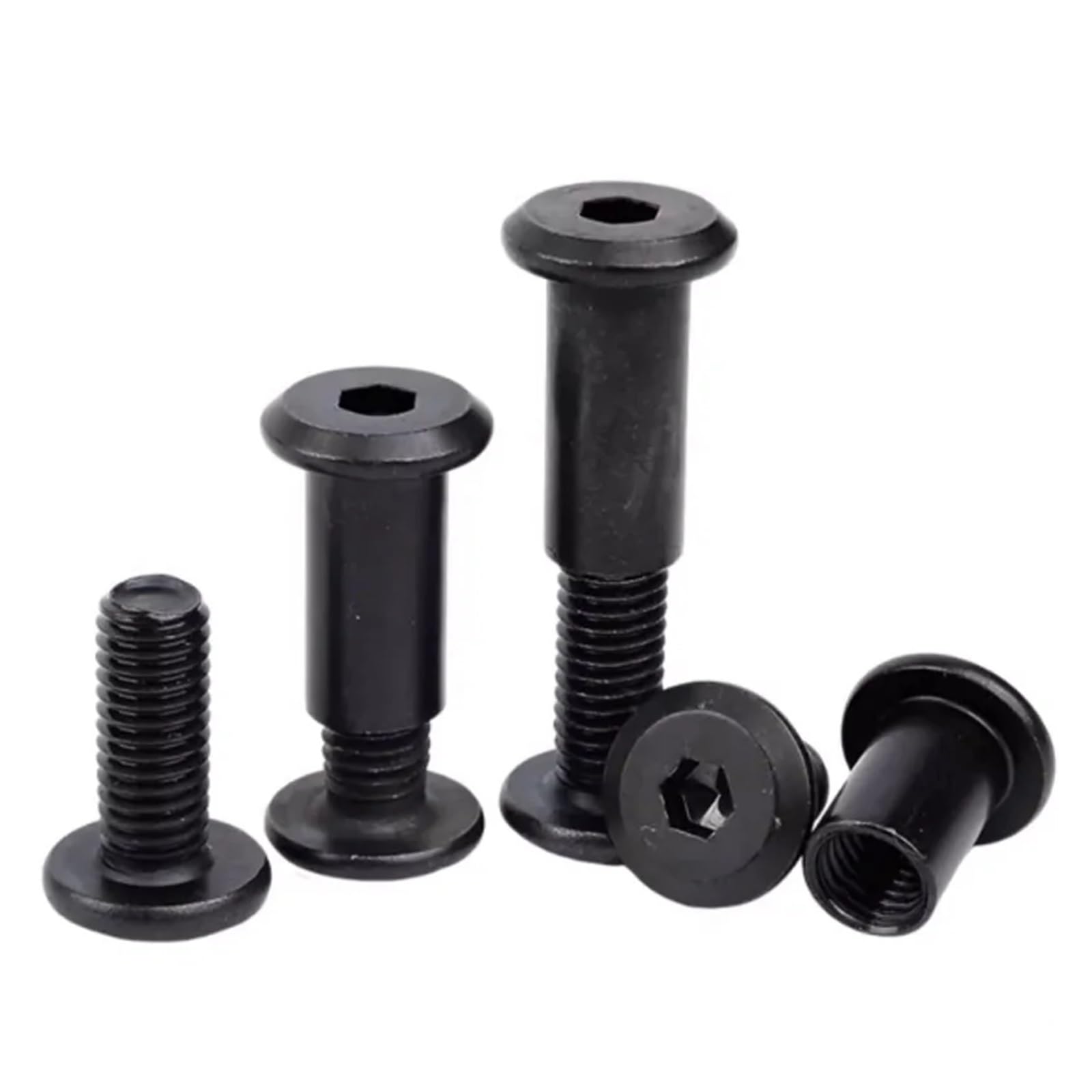 Juego De 10-50 Pernos Conectores for Muebles M6 M8, Tuercas Ciegas, Tornillos Cabeza Plana, Perno Con Hexagonal, Tuerca Manga Junta Inserción, Acero Al Carbono Negro(8x18mm-8x35mm(20set))