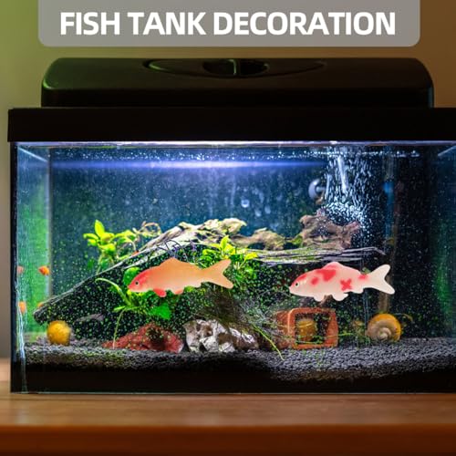 Image of TOYANDONA 2pcs Koi Fish Statues Realistic Aquarium Decor for Fish Tanks Adorable Floating Goldfish Figurines for Home and Garden Decoration Miniature Crafts