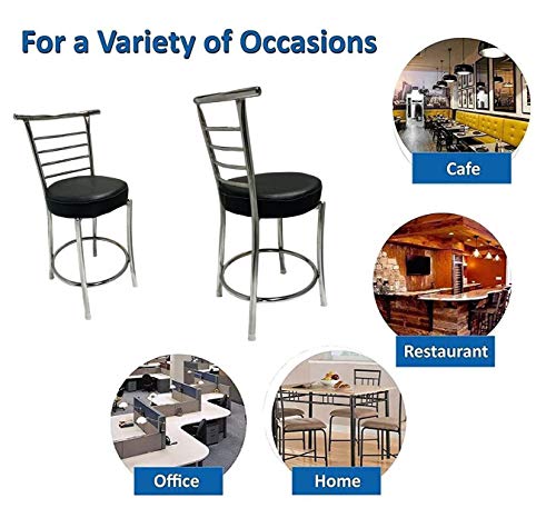 Image of SOMRAJ Chair Comfortable Multi Purpose Home Dining Restaurant Chair with a Leather Cushion Steel (Model) Heavy Duty (1, Black Ring, Standard)