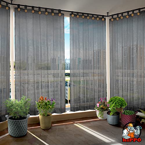 Image of HIPPO 180 GSM HDPE Outdoor Loop Curtain for Balcony & Patio Sun Blocking, UV Protection & Light-Filtering Curtains(Pebble-Grey- 3FTX7.5FT) Pack of 1