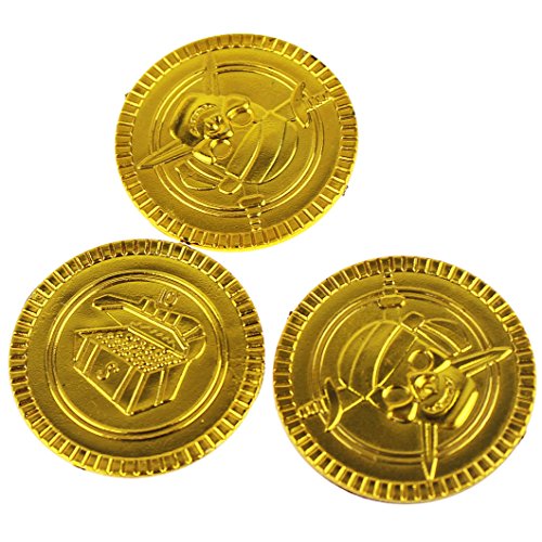 Wankko 100Pcs Pirate Gold Coins Plastic Play Gold Treasure Coins For Play Favor Party Supplies #TOP2